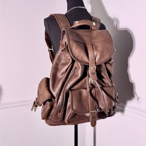 Wilson's Leather Vintage Brown Cowhide Rucksack unisex large Backpack